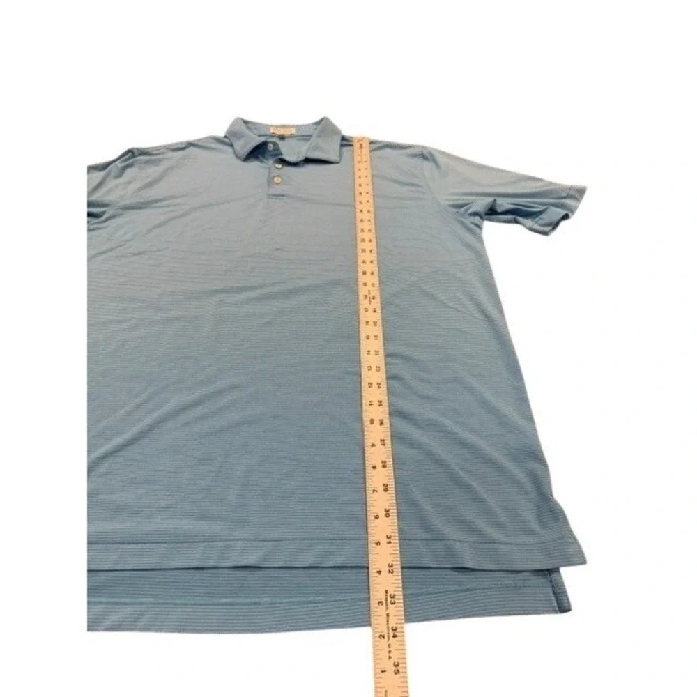 Peter Millar Summer Comfort Polo Shirt Mens XXL Blue White Micro Stripe Golf EUC